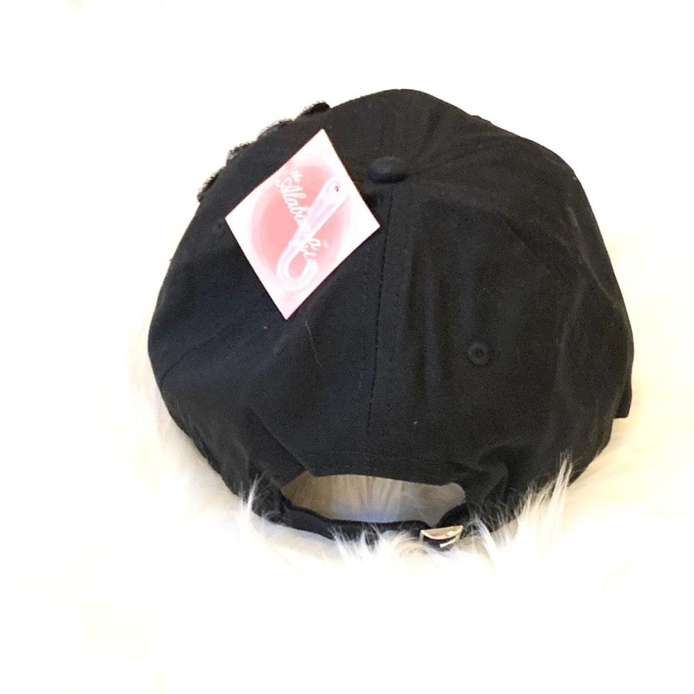 NWT Alabama Girl Black Crystal Flower Baseball Cap - Picture 4 of 5